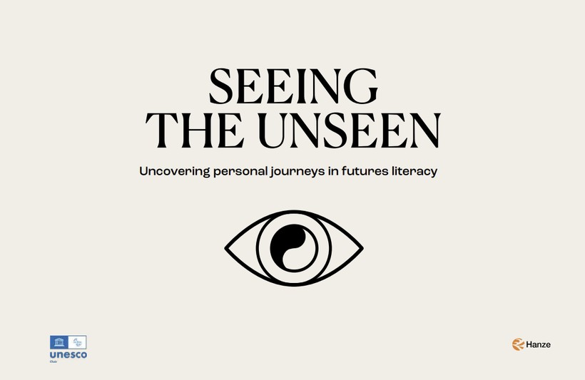 Boekomslag van Seeing the Unseen, een publicatie over Futures Literacy van Hanze
